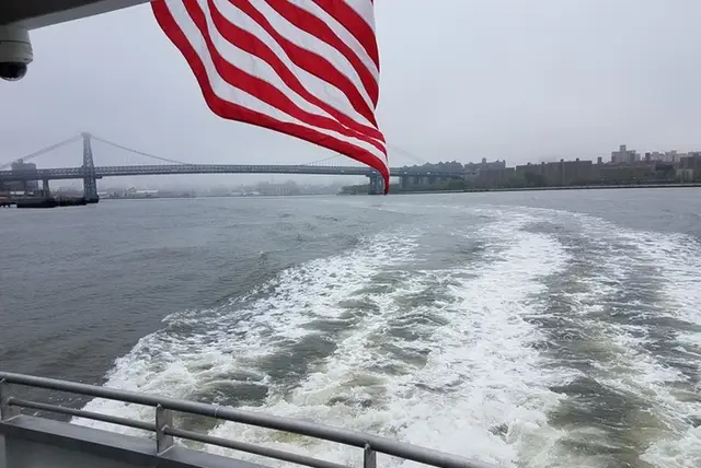 The view from the back of the new NYC Ferry, which launched this morning.